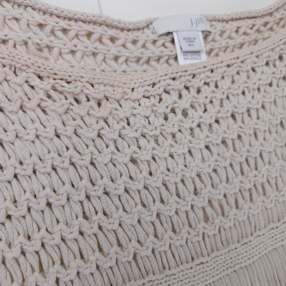 J. Jill Tan Cotton Open Weave Poncho M/L - Picture 10 of 11
